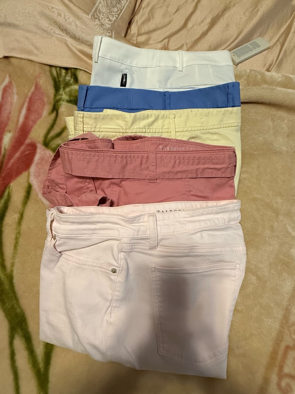 Talbots size 12 Pants Bundle in White, Blue, Yellow, Rose, Blush